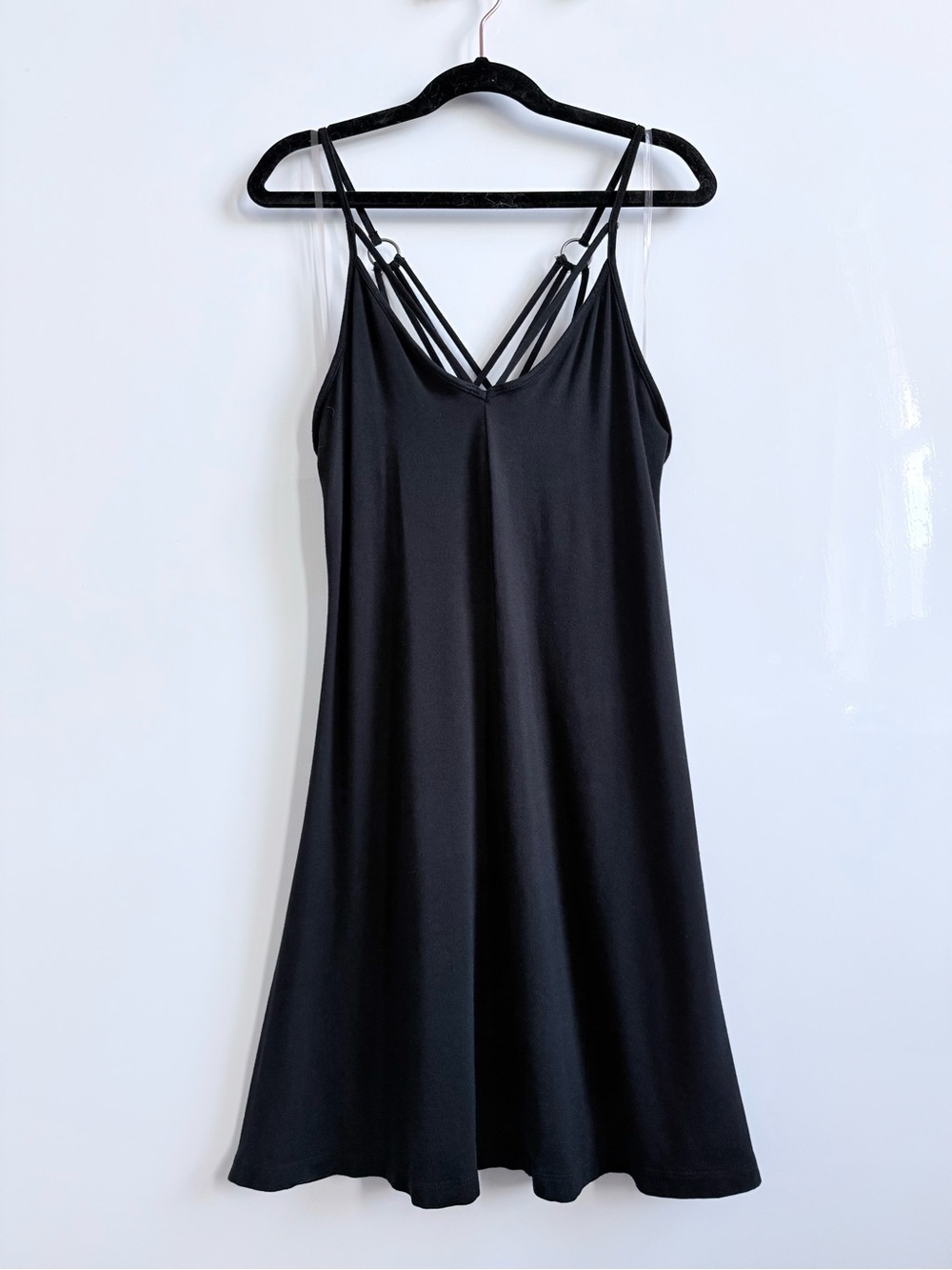 AEO Swimsuit Coverup Black Cage Neck Strappy Slip Dress